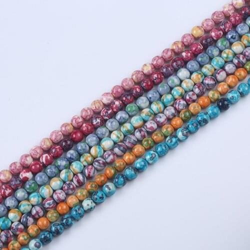 Fashion DIY Beads Rain Stone Strand 6mm 8mm Colorful Pattern Strings ZSE060