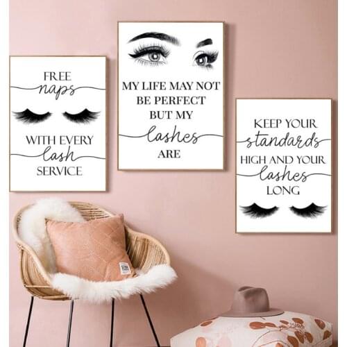 Fashion Eyelashes Print Makeup Wall Art Pictures Esthetician Gift Lash Art Poster Modern Canvas Painting Beauty Salon Decoration