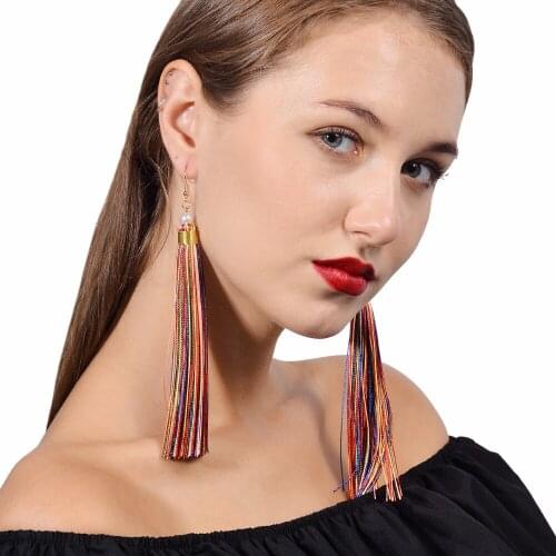 Fashion Women Long Earrings Tassel Statement Wedding Jewelry Fringed Wholesale Drop Dangle Earrings Wholesale
