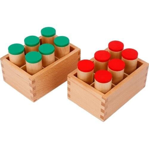 Montessori Sensorial Materials Sound Cylinders with Wooden Tray Preschool Educational Wooden Toys For Toddlers E2564H