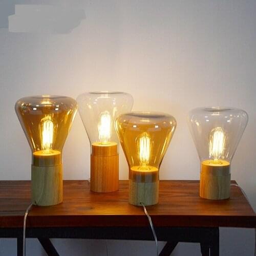 American style Table Lamps originality simple Nordic solid wood glass living room study bedroom bar glass desk lamp LU80381