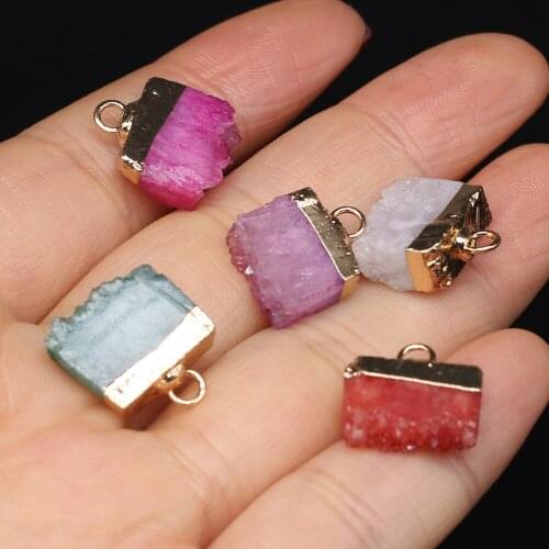 Natural Stone Druzy Pendants 5 Colors Available White Druzy Crystal for Jewelry Making Women Necklace Earrings Accessories