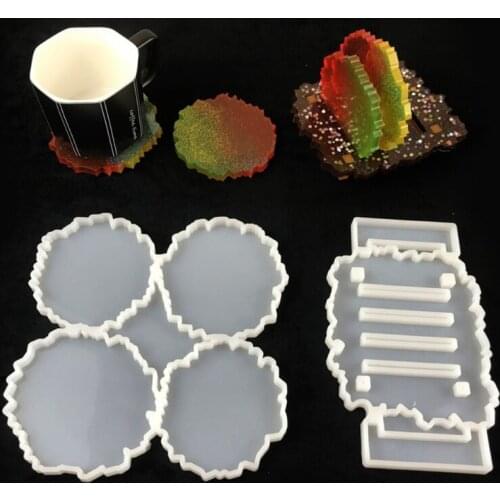 Irregular Resin Casting Coaster Molds Include Silicone Coaster Molds and Coaster Holder Molds Suitable for Diy Coasters