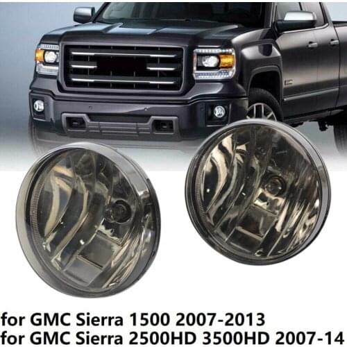 Pair Fog Light Lamp with Halogen Bulbs for GMC Sierra 1500 2500HD 3500HD 2007-2014 GM2592161 GM2593161 Smoke