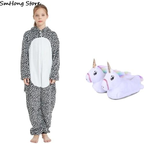 Children One Piece Hooded Winter Flannel Kigurumi Unicorn Pajamas Baby Homewear Cosplay Costume Anime Cosplay Costume Pyjamas