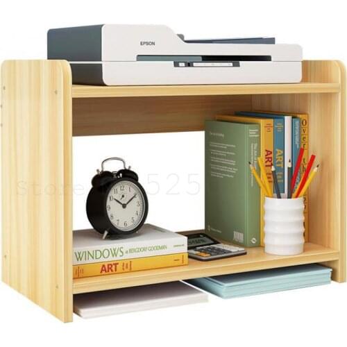 Simple Desk On Bookshelf. Students Use Desktop Shelves To Accommodate Small Bookcases In Dormitories. Simple And Modern