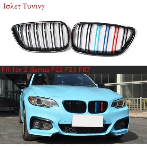 1pair Front Bumper Kidney Grille for BMW 2 Series F22 F23 M2 F87 2-slat Racing Grills 2014