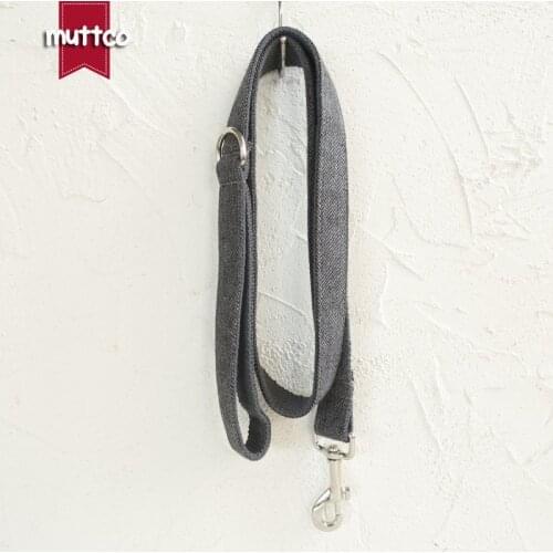 MUTTCO unique design fashionable bow tie handmade dog leash GRAY SUIT dog leash 5 sizes UDL120