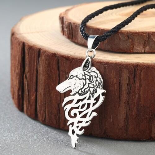 QIAMNI Vintage Viking Animal Power Wolf Amulet Pendant Necklaces Gothic Norse Slavic Pagan Knot Talisman Jewelry Accessories
