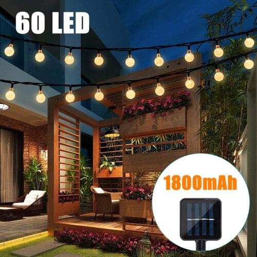 60 LED Solar Powered Bulbs String Lights Waterproof LED Fairy String Light For Outdoor Yard Garden Light Festival Decoration