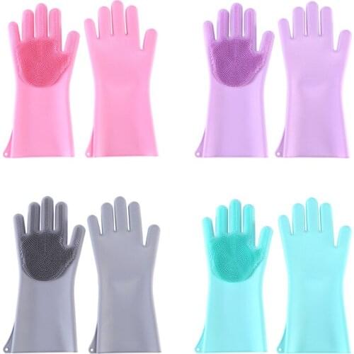 Magic Silica Gel Wash Dishes Gloves Insulated Waterproof Multi-functional Household Kitchen Pet Bathing Gloves A Pair