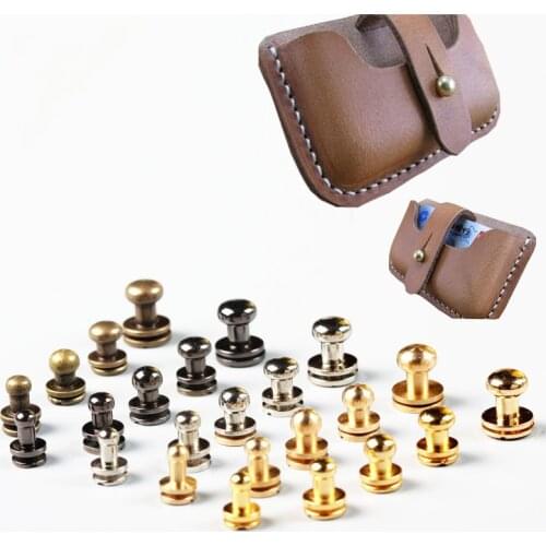 10pcs Multi Sizes Solid Brass Belt Bag Screw Rivet Knob Round Button Screw In Button Studs Leather Craft Accessories Supplies