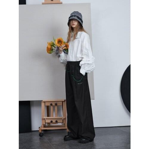 IRINACH453 Fall Winter 2021 Collection Original Design Jacquard Patchwork Long Wide Leg Pants Women