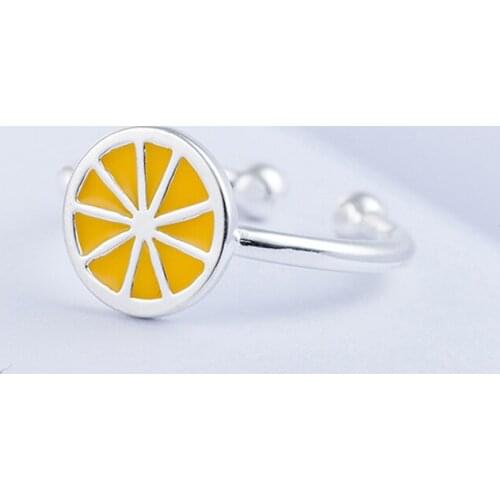 Summer Creative Lemon Fruit Opening Ring Exquisite Silver Color Ring Accessories For Women Fashion Party Jewelry Girl Gift