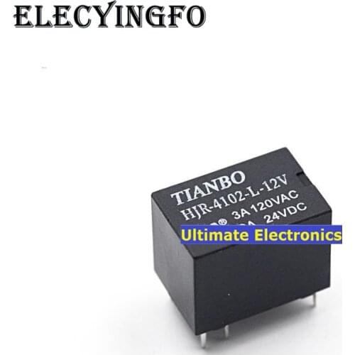 10pcs HJR-4102-L-12V 6 foot 12VDC power relay components