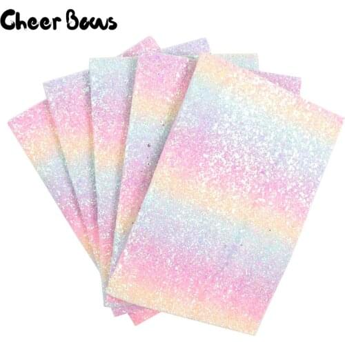 22*30CM Glitter Fabrics Rainbow Chunky Sewing Material For Bow Clothing Making DIY Handmade Cloth Crafts Party Decor Accessories