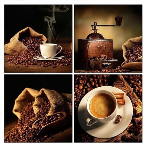 4 pcs 5D DIY Coffee beans 5d Diamond Painting Cross Stitch Paintings Rhinestones Mosaic Kits Diamond Embroidery Heads Pictures