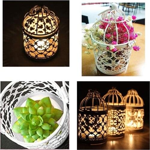 6 Pcs Candle Tea Light Holders Metal Hanging Hollow Birdcage Lantern Vintage Decorative Centerpieces of Wedding Party