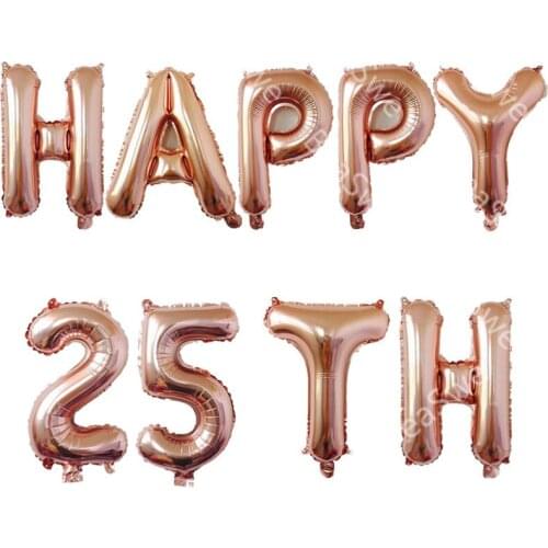 9pcs/lot Rose Gold Happy 21th 25th 30th 40th 50th Number foil balloons Baby Adult Birthday Party Decor Hanging Banner Supplies