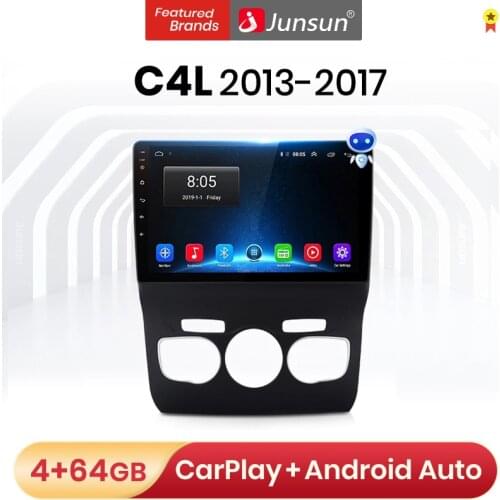 Junsun V1 Pro 4G+64G Android 9.0 4G Car Radio Multimedia Player For Citroen C4L 2013 - 2017 GPS Navigation no 2din dvd autoradio