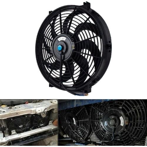 80W 14in Car Cooling Fan 10 Blades Heat Distribution Nylon Vehicle Electric Radiator for Universal Car
