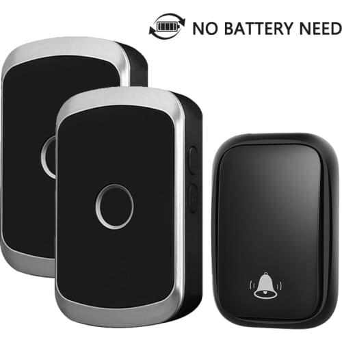 CACAZI Self-powered Waterproof Wireless Doorbell No Battery Need 60 Chimes 150M Remote Cordless Home LED Door Bell US EU UK Plug