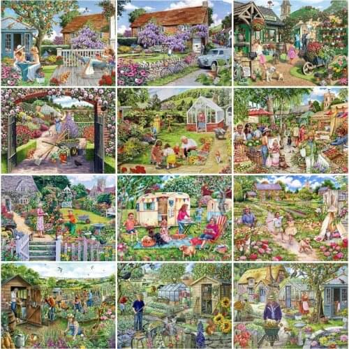 AZQSD Full Drill Diamond Painting Garden Mosaic Picture Of Rhinestones Handicraft Diamond Embroidery Landscape Home Decor Gift