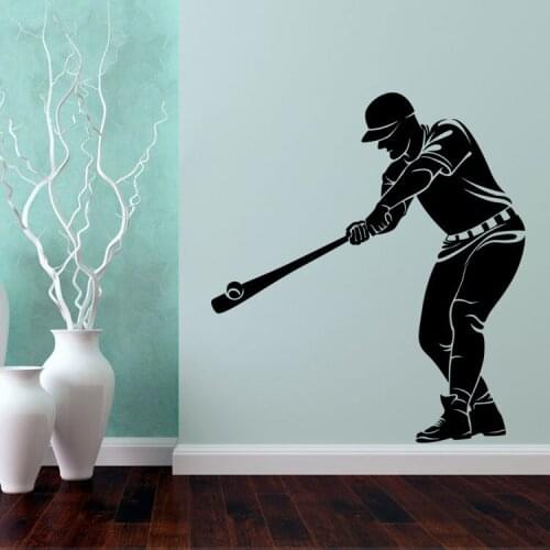 Baseball Player Wall Decal Sticker Home Decor Wall Art Mural Poster Graphic Baseball Lover Wall Applique Decoration Wallpaper