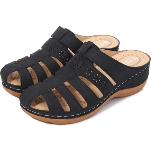 Plus Size Woman Summer Vintage Wedge Sandals Buckle Casual Sewing Baotou Women Shoes Female Ladies Platform Retro Sandalias q89