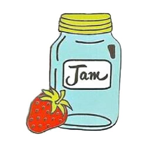 Strawberry Jam Brooch Fashion Women Denim Jackets Hat Accessories Gift Cartoon Jam Jar Enamel Laple Pin badge Jewelry