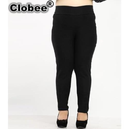 Fashion Women Pants Plus Size 4XL-10XL 2021 Autumn Elastic High Waist Skinny Solid Oversized Tunic Femme Pencil Trousers M182