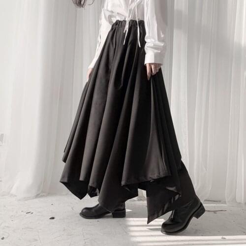Dark system irregular skirt pants women pants Womens skirt pants Japanese-style pants Womens loose wide-leg pants