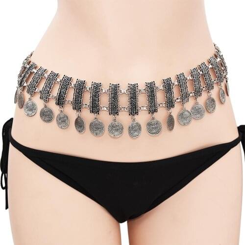 Turkish Ethnic Belt Waist Chain Coin Boho Gypsy Festival Tribal Bikini Belly Dance Tassel Embossed Body Chain Beach Jewelry 2020