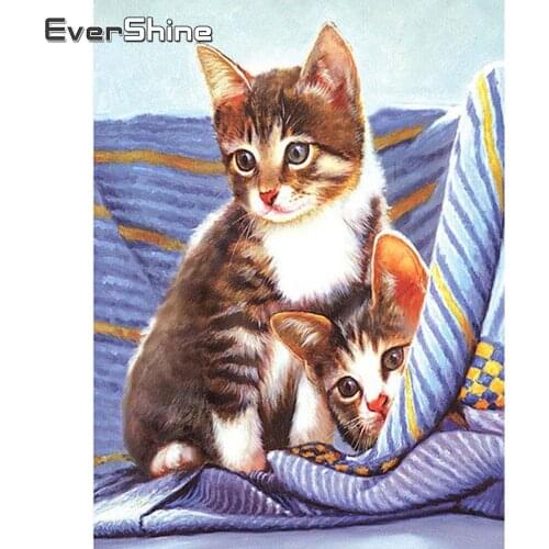 Evershine Diamond Painting Cross Stitch Cat Rhinestone Picture Diamond Embroidery Animals Crystal Painting Mosaic Diamond Art