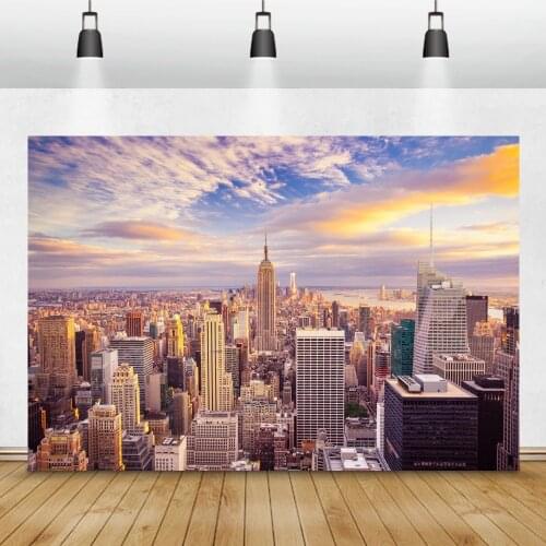 Laeacco City Buildings Scenic Sky Clouds Natural Scenic Photography Backgrounds Photographic Backdrops For Photo Studio