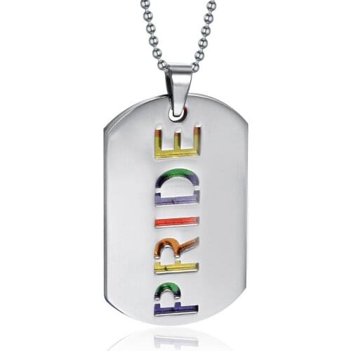 Gay Pride Rainbow PRIDE Dog Tag Stainless Steel penandt necklace Jewelry Lesbian LGBT Pendant & Necklace For Men Women Lovers