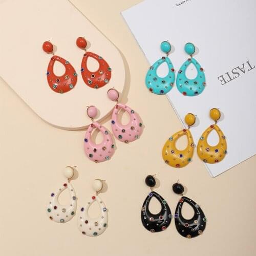 GuanLong Geometric Acrylic Large Long Drop Women Earring Trendy 2021 Korean Crystal Fashion Jewelry Teardrop Beautiful Earrings