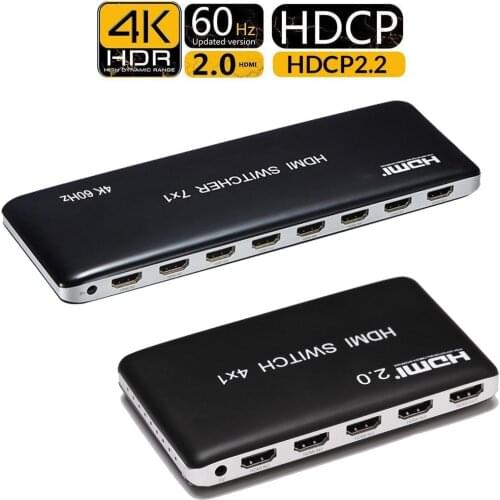 4K 60HZ HDMI Switch 7x1 4x1 3x1 HDMI 2.0 Switcher Audio Video Converter for PS3 PS4 XBOX DVD PC To TV HDTV Monitor or Projector