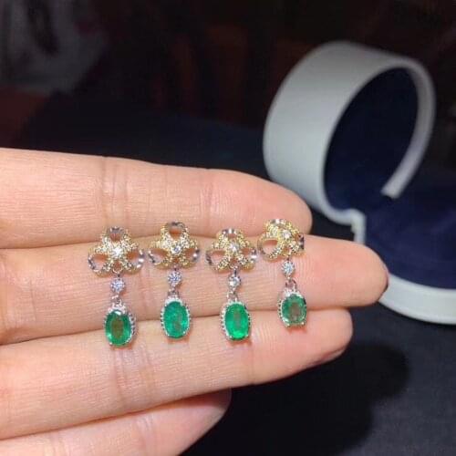 Emerald Earring Natural And Real Emerald Earring 925 sterling silver Fine jewelry For men women