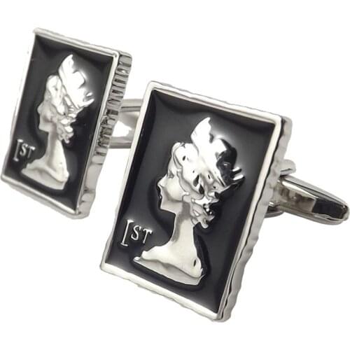 AAAAA quality Stamp Women Cufflinks Elizabeth IST Shirt Cuff Links For Men Jewelry as a Gift