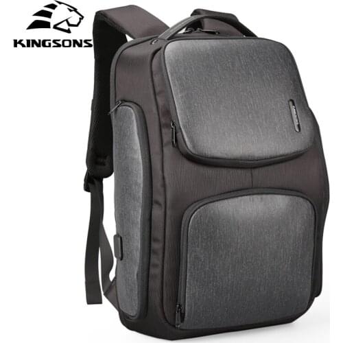 Kingsons Casual Unisex Upgrated Solar Bag Men Double USB Charge Output Backpack Teenager Anti-theft Solid Male Mochila