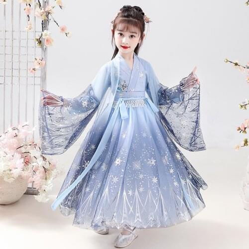 Cute Hanfu Baby Girls Chinese Traditional Dress Dance Fairy Costume Plus Size Cosplay Kids Princess Clothing Carnival