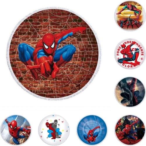 Disney Round Childrens Cartoon Spider-man Bath Towel Mickey Minnie Mouse Stitch Sofia Baby Boy Girl Absorbent Beach Towel Gift