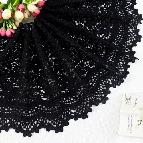 3 Yard/Lot Water Soluble black cotton lace skirt decorative stitching DIY Clothes accessories lace trim embroidery 25cm Wide