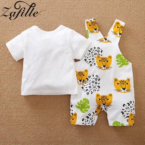 ZAFILLE Baby Boy Summer Clothes Set 2021 Cartoon Animal Printed Costume Baby Rompers Newborn Baby Boy Outfits Kids Clothes Boys