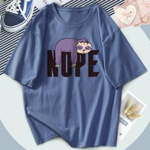 Cute Nope Sloth Female Tees Tops Loose Short Sleeve Lady T-shirts Harajuku Oversized Hip hop Manga Lovely Simple Female t shirt