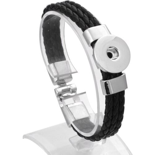 2019 New High Quality Snap Jewelry 18mm Snap Button Bracelet for Women Men Fit Snap Button Jewelry Leather Bracelet Bangle