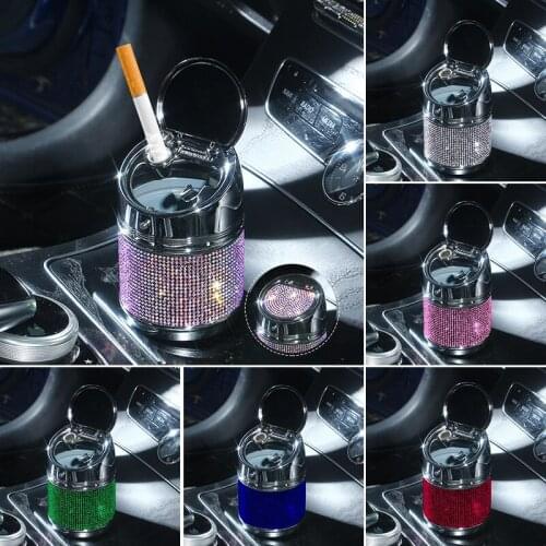 New Colorful Rhinestones Full Diamond Creative Alloy Female Fashion Car Interior Ornament Car Ashtray