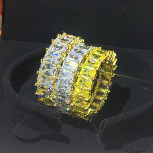 Princess cut 925 Sterling Silver Promise Ring AAAAA Zircon Cz Engagement Wedding Band Rings for Women Men Fashion Party Jewelry