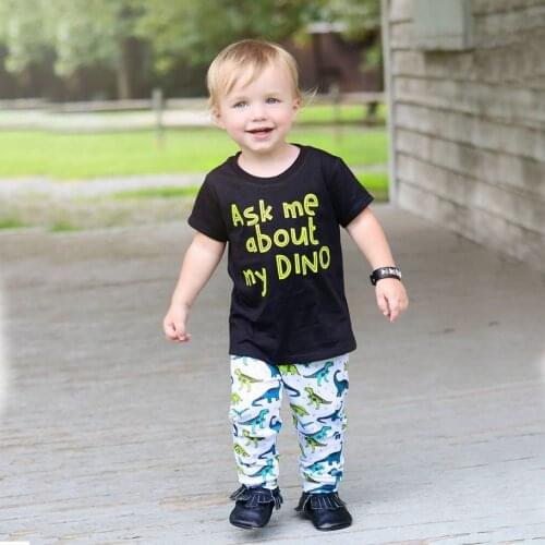 Baby Boys Clothes Dinosaur Cartoon Sport toddler outfits T-shirt Pant 2PCS set Children Clothing kid tracksuit boys costume A299